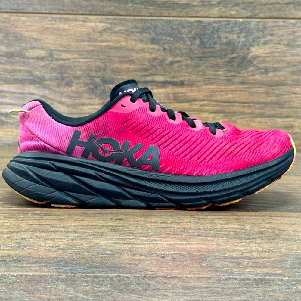 Hoka One One Shoes Womens 9.5 B Rincon 3 Raspberry Pink/Black Running Athletic